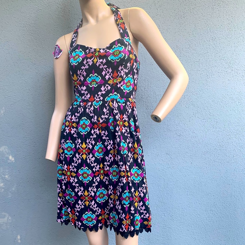 Anthropologie sweetheart neckline halter dress